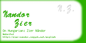 nandor zier business card
