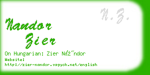 nandor zier business card